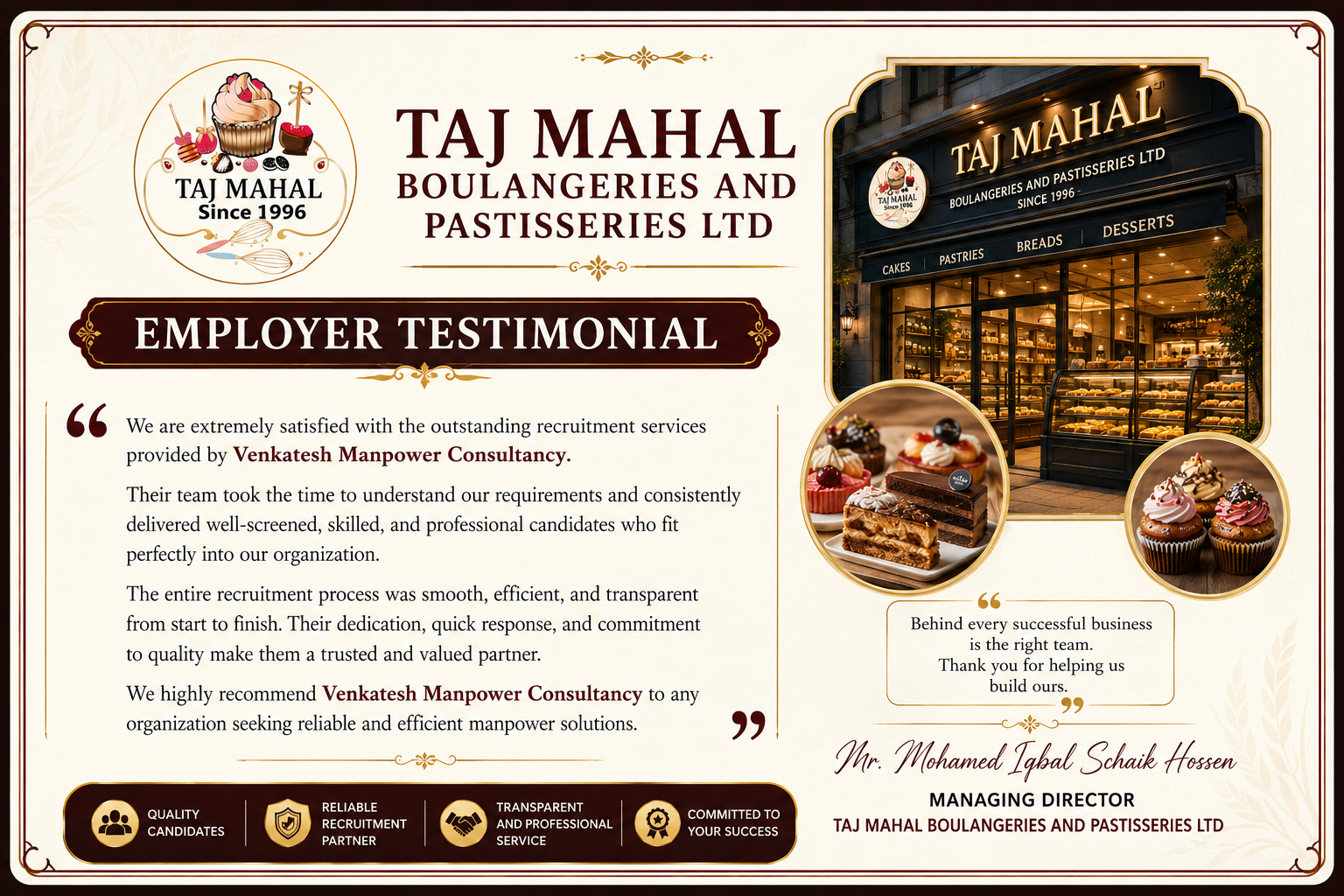 Taj Mahal Boulangeries Pastisseries LTD - Mauritius